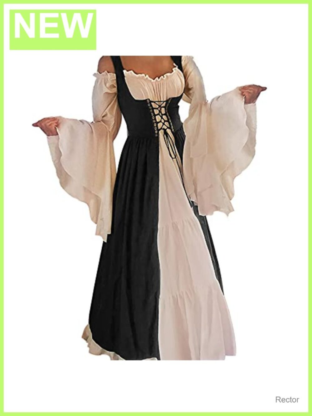 Medieval Renaissance Over Dress Long Flare Sleeve Off Shoulder Cosplay Costume